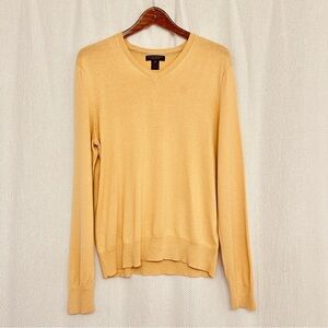 BR silk, cotton, cashmere Mustard V-Neck Sweater
